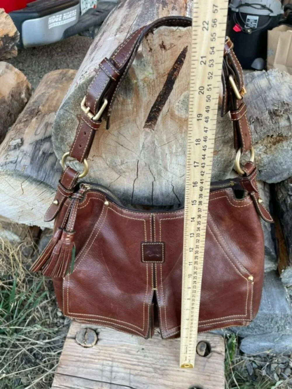 Dooney and Bourke Kingston Hobo Florentine Leather Chestnut